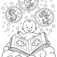 Baby’s Magical Storytime Coloring Page