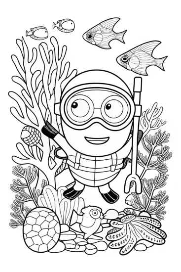 A coloring page of Minion’s Undersea Adventure Coloring Page