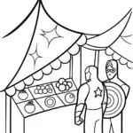 Avengers in the Enchanted Marketplace Coloring Page