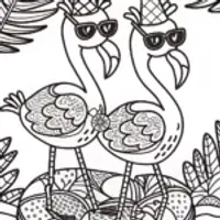 Flamingo Fiesta on the Water Coloring Page