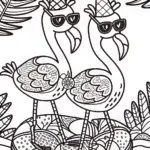 Flamingo Fiesta on the Water Coloring Page