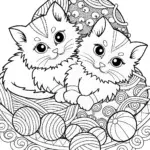 Charming Kittens on a Cozy Quilt Coloring Page