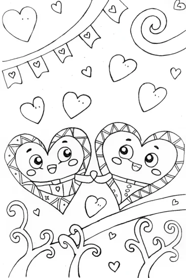 A coloring page of Heartfelt Embrace Coloring Page