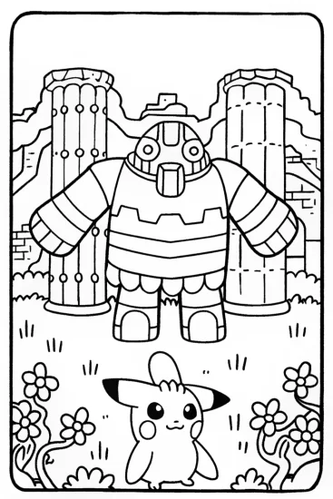 A coloring page of Regigigas Guardian of the Ancient Ruins Coloring Page