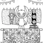 Stitch’s Cozy Sewing Showcase Coloring Page