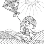 JJ’s Colorful Kite Adventure Coloring Page