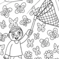 Whimsical Spring Butterfly Parade Coloring Page