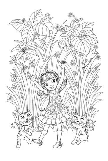 A coloring page of Gabby’s Jungle Dance Party Coloring Page