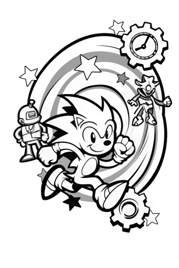 A coloring page of Sonic’s Speedy Time Adventure