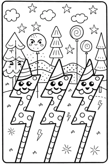 A coloring page of The Lightning Bolt Parade Coloring Page