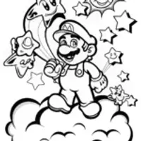 Mario’s Dreamy Star Guide Coloring Page