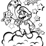 Mario’s Dreamy Star Guide Coloring Page