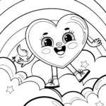 Heartfelt Adventures in the Clouds Coloring Page