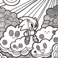 Sonic’s Adventure in the Cloud Kingdom Coloring Page