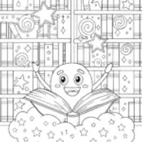 Lightning Bolt’s Magical Library Adventure Coloring Page