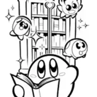Kirby in the Enchanted Library Coloring Page