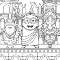 Minion in a toga at the Roman coliseum