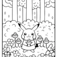 Pikachu’s Enchanted Tea Party Coloring Page