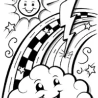 Lightning Games: Bolt and Cloud Relay Coloring Page