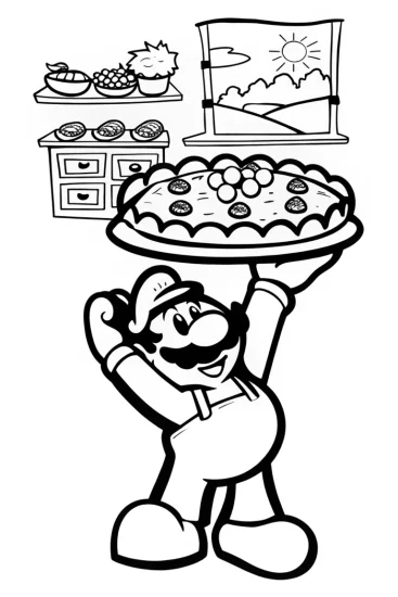 A coloring page of Bowser the Proud Pie Master Coloring Page