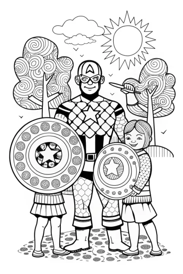 A coloring page of Captain America Inspiring Unity Coloring Page