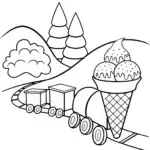 Ice Cream Train Adventure Coloring Page