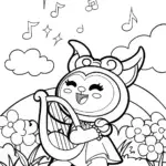 Kuromi’s magical harp in the flower garden