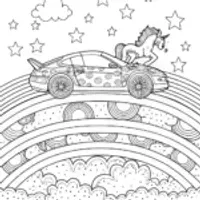 Lamborghini Dreams and Unicorn Adventures Coloring Page