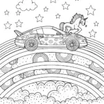 Lamborghini Dreams and Unicorn Adventures Coloring Page