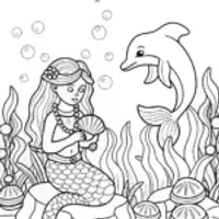 Mermaid’s Jewels of Wisdom Coloring Page