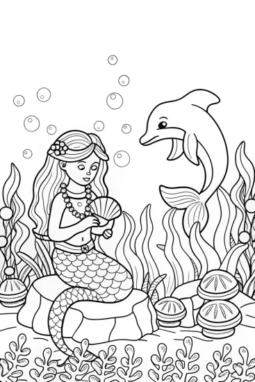 A coloring page of Mermaid’s Jewels of Wisdom Coloring Page
