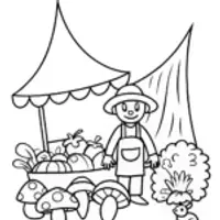 Luigi’s Mushroom Market Adventure Coloring Page