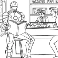 Iron Man at the Comic Book Shop Coloring Page
