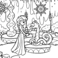 Elsa’s Enchanted Ice Sculpting Contest Coloring Page