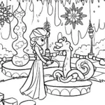 Elsa’s Enchanted Ice Sculpting Contest Coloring Page