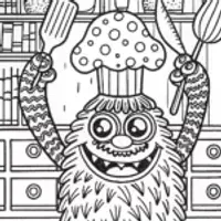 Monster Chef’s Kitchen Chaos Coloring Page