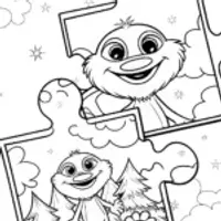 Huggy Wuggy’s Magical Puzzle Adventure Coloring Page