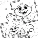 Huggy Wuggy’s Magical Puzzle Adventure Coloring Page