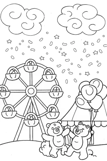 A coloring page of Care Bears Cloudy Carnival Coloring Page