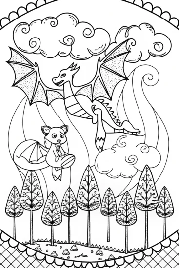 A coloring page of Charizard’s Friendly Race Coloring Page