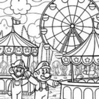 Mario and Luigi Carnival Coloring Page