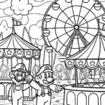 Mario and Luigi Carnival Coloring Page