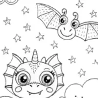 Baby Dragon and Cloud Creature Coloring Page