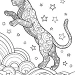 The Cosmic Dance of the Black Panther Coloring Page