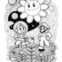 Mario and Luigi’s Galactic Gardening Adventure Coloring Page