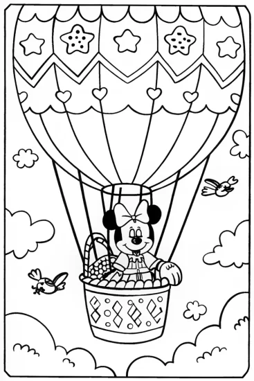 A coloring page of Mickey Mouse’s Balloon Adventure Coloring Page