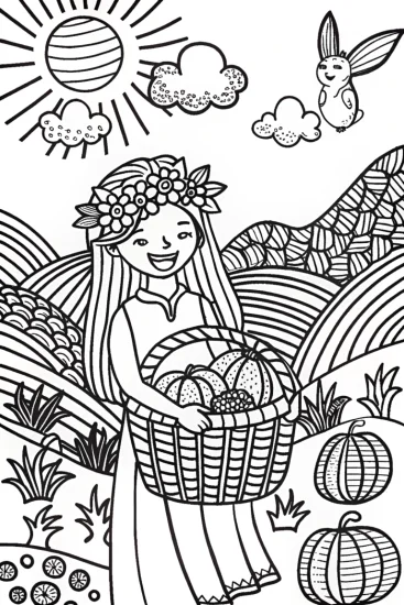 A coloring page of Jasmine’s Joyful Harvest Festival Coloring Page