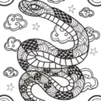 Celestial Serpent Mandala Coloring Page