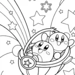 Kirby and the Dreamy Starship Adventure Coloring Page