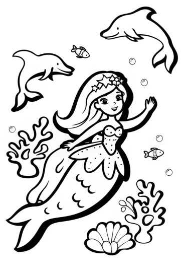 A coloring page of Princess of the Undersea Kingdom Coloring Page